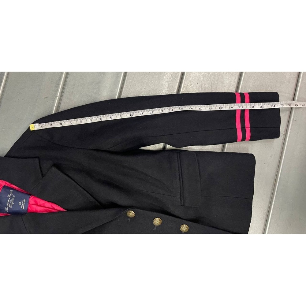 American Eagle Blazer Jacket Womens Small Wool Black Peacoat Pink Quilt Lined - Picture 10 of 12
